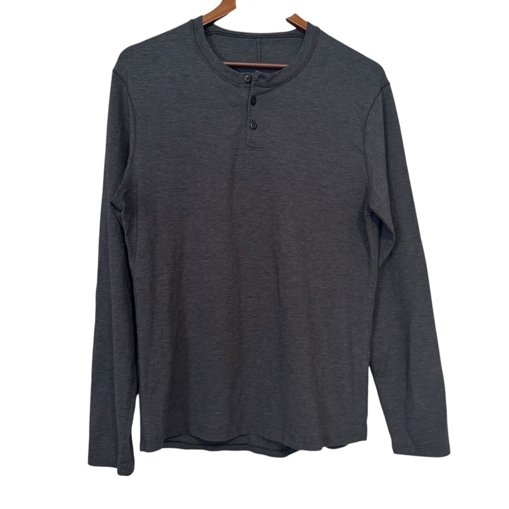 Men's Lululemon Dark Gray Long Sleeve Henley Tee Relaxed Fit